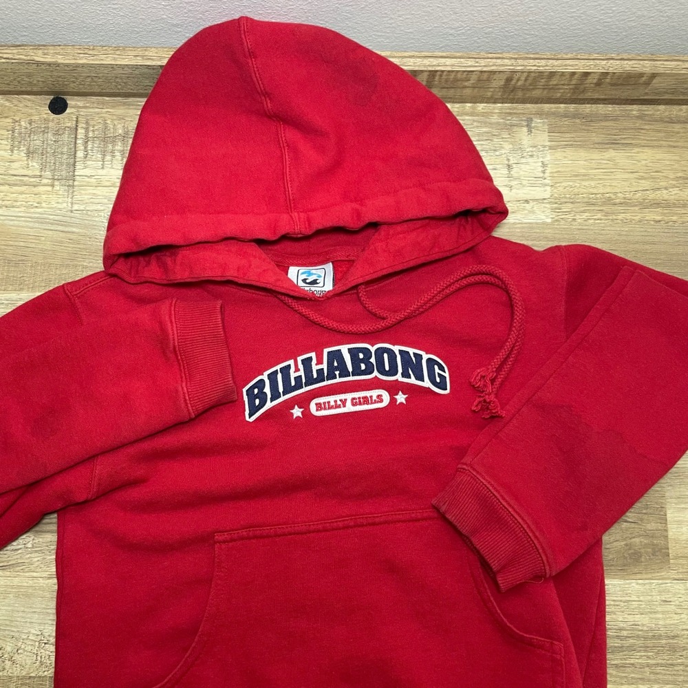 Billabong "Billy Girls" Long Sleeve Pullover Hoodie Sweatshirt Kids‎ Small Red